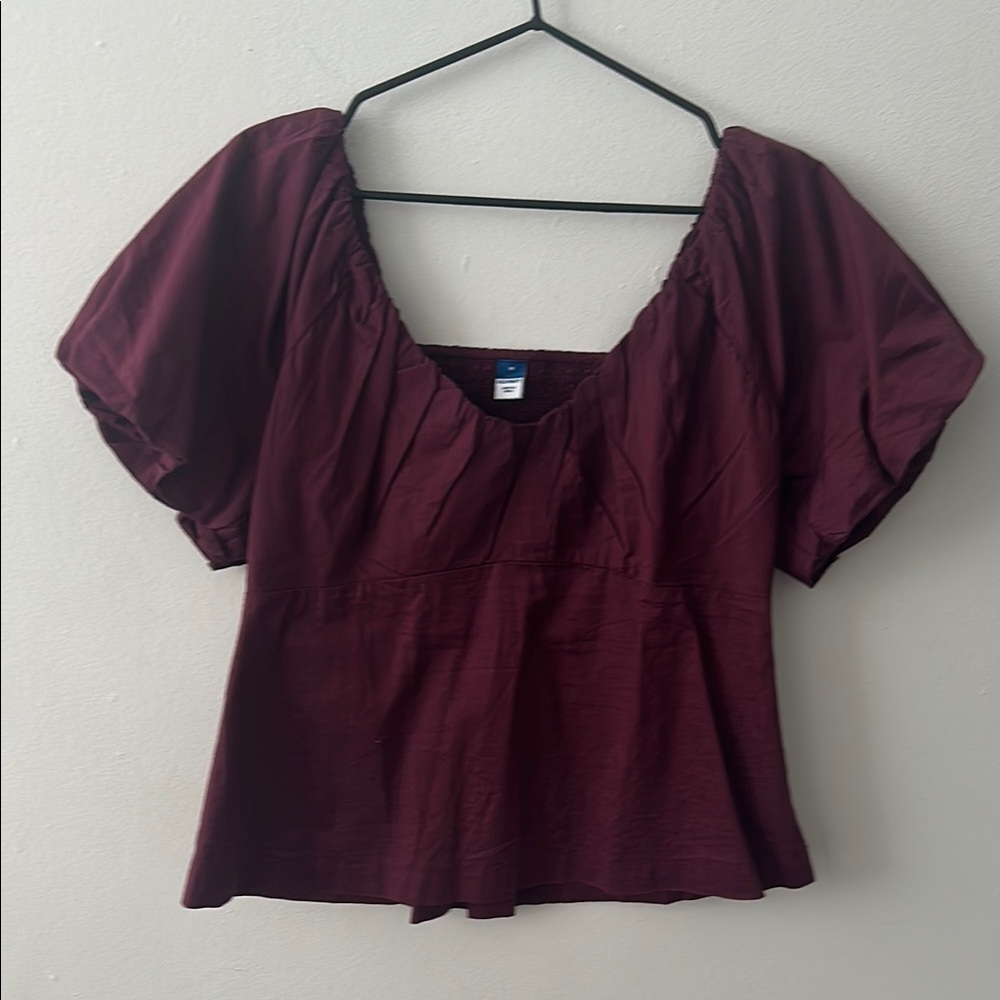 Old Navy Red Flutter Sleeve Ruffled Blouse
